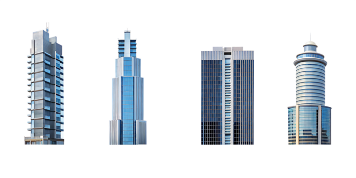  tall office building realistic image  isolated on white background PNG