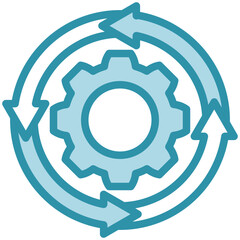 Iteration Cycle mini illustration dual tone color icon, use for research and development, education, industry, UI, UX kit, app and web development, digital or print.