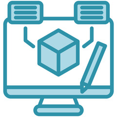 Fototapeta premium Prototype mini illustration dual tone color icon, use for research and development, education, industry, UI, UX kit, app and web development, digital or print.