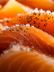 Close-Up of Fresh Sashimi Slices with Vibrant Color and Texture