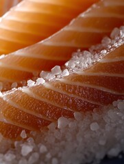 Close-Up of Fresh Sashimi Slices with Vibrant Color and Texture