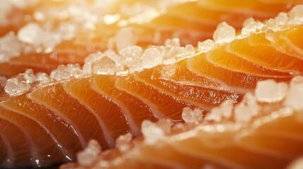Close-Up of Fresh Sashimi Slices with Vibrant Color and Texture