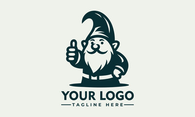 Cute illustration of a friendly garden gnome with a pointed hat giving two enthusiastic thumbs up. Fantasy concept