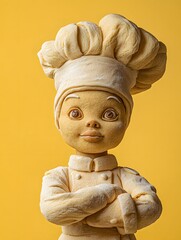 Cute Biscuit Chef Character Made from Cookies and Fondant