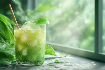 Refreshing Green Beverage. Fresh Mint-Infused Summer Cocktail for a Healthy Lifestyle