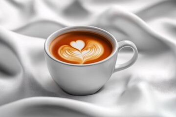 Elegant Heart Foam Latte Art. Gourmet Coffee for Cozy Mornings. Beverage Photography