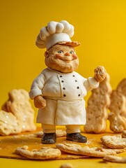Cute Biscuit Chef Character Made from Cookies and Fondant