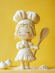 Cute Biscuit Chef Character Made from Cookies and Fondant