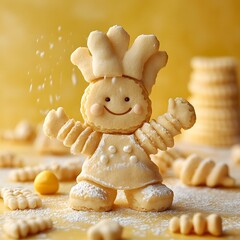Cute Biscuit Chef Character Made from Cookies and Fondant