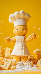 Cute Biscuit Chef Character Made from Cookies and Fondant