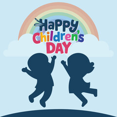 Happy Children's Day Post and Greeting Card. Minimal World Children's Day Celebration Poster. Vector Illustration