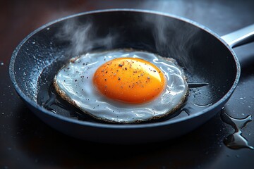 Delicious Sunny Side Up Eggs in Frying Pan. Gourmet Breakfast Food Art