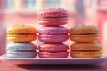 Colorful Macarons. Elegant and Delicious Dessert Perfect for Spring Parties