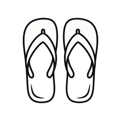 Line art of two flip flops. The outlines are black. They are identical in shape.