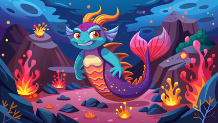 Fototapeta premium Playful underwater mermaid cartoon character design