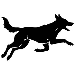 Fototapeta premium Silhouette of a Dog Running Dynamically in Mid-Stride Against a Light Background