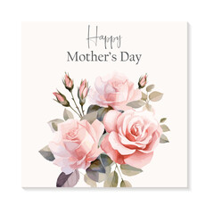 Happy Mother's Day Rose Bouquet, Vector Illustration