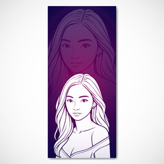 Gril illustration line art for phone background