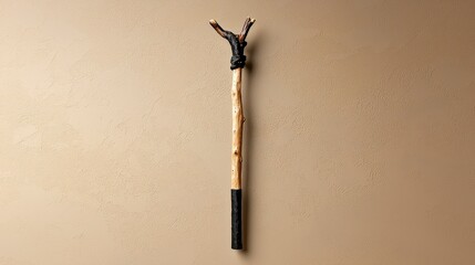 Gun rest: A gun rest is presented, an essential tool, crafted from a fusion of wood, meticulously poised against a backdrop of seamless brown, offering both form and function.
