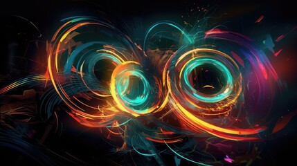 Colorful swirling vortex in space with glowing abstract patterns
