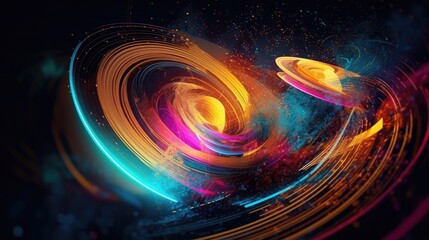 Colorful swirling vortex in space with glowing abstract patterns
