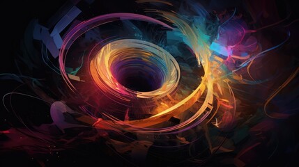 Colorful swirling vortex in space with glowing abstract patterns