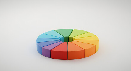 Obraz premium An abstract, flat disc displaying a continuous spectrum of colors in a circular arrangement, representing art, design, color theory, and visual harmony. 