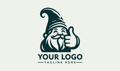 Obraz premium Cute illustration of a friendly garden gnome with a pointed hat giving two enthusiastic thumbs up. Fantasy concept