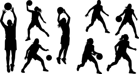 Basketball female silhouettes. vector images of female basketball silhouettes. EPS 10 version.