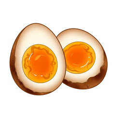 Chinese Tea Egg (Marbled Egg), Asian Street Food Watercolor Illustration