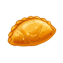 Crispy Curry Puff, Southeast Asian Street Food Pastry Watercolor Illustration