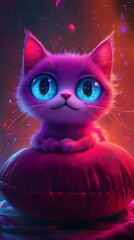 A vibrant, digital illustration of a cute kitten.