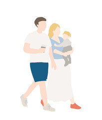 Casual Family Walk – Parents with Toddler in Arms