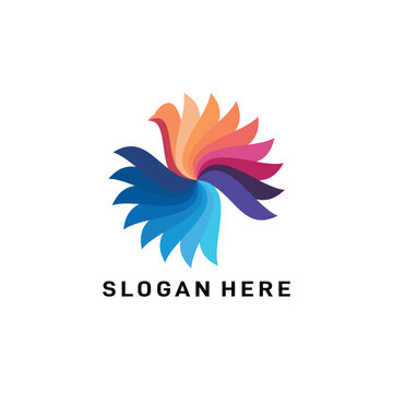 Bird colorfull logo simple vector