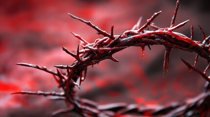 Crimson Thorns: A Symbolic Crown of Suffering and Sacrifice in Artistic Rendering