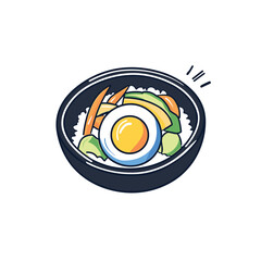 Fototapeta premium Bowl dish rice egg with avocado and carrot