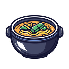 Bowl of soup with noodles and vegetables