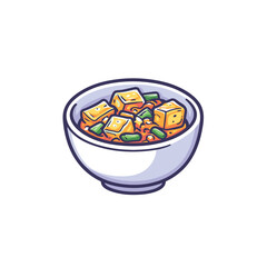 Bowl of tofu vegetable Asian cuisine dish
