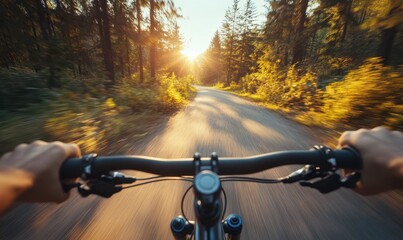 Professional Anonymous Cyclist Speeding Along a Scenic Road, Embodying Endurance and Sporting Spirit. Solo Rider on a Thrilling Outdoor Cycling Adventures