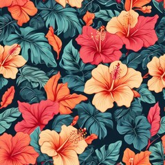 seamless pattern with red flowers