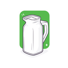 Fresh milk pitcher on green background icon