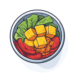 Healthy vegan bowl with tofu and vegetables