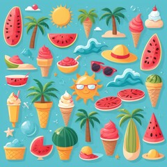 summer seamless pattern with flowers