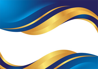 ELEGANT GOLDEN AND BLUE FRAME BORDER WAVE ABSTRACT BACKGROUND SIMPLE