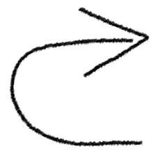 Doodle grunge arrow vector icon. Hand drawn emphasis chalk line, paint mark.