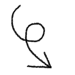 Doodle grunge arrow vector icon. Hand drawn emphasis chalk line, paint mark.