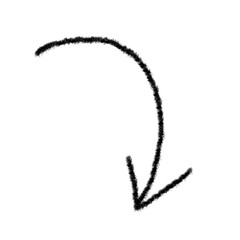 Doodle grunge arrow vector icon. Hand drawn emphasis chalk line, paint mark.