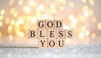 祝福の言葉god bless youが書かれたキューブブロック。aiで生成	
