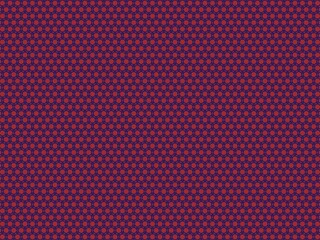 Seamless geometric pattern featuring red circles within a hexagonal grid on a dark blue background, ideal for various design applications.