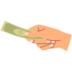 Hands Holding Money. Set of Hands Holding Money, paper Dollar Bills.
